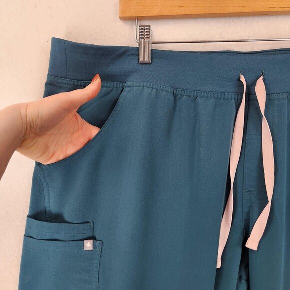 FIGS Scrub Pants Womens XXL Teal Blue Kade Technical Collection Cargo Pockets - Picture 2 of 11